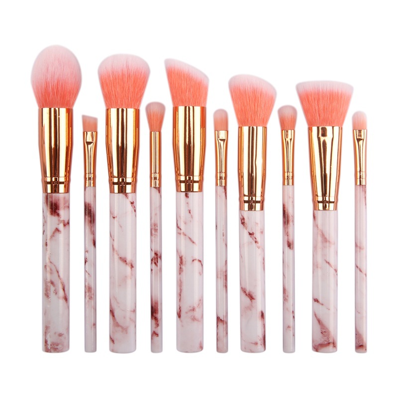 High Quality 10pcs Marble Makeup Brushes Face Makeup Brush Set With Brush Holder
