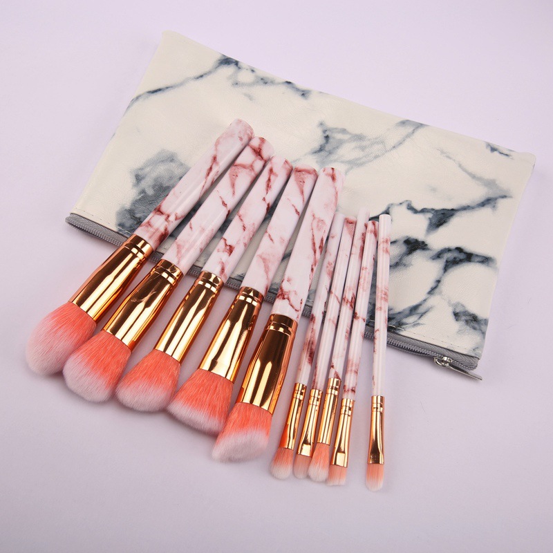 High Quality 10pcs Marble Makeup Brushes Face Makeup Brush Set With Brush Holder