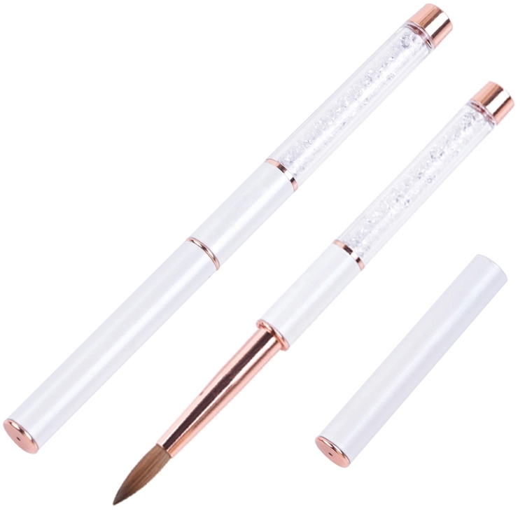 High Quality Custom Logo Rose Gold Copper Parts Germany Nail Brush 100% Pure Kolinsky Hair Acrylic Nail Art Brush
