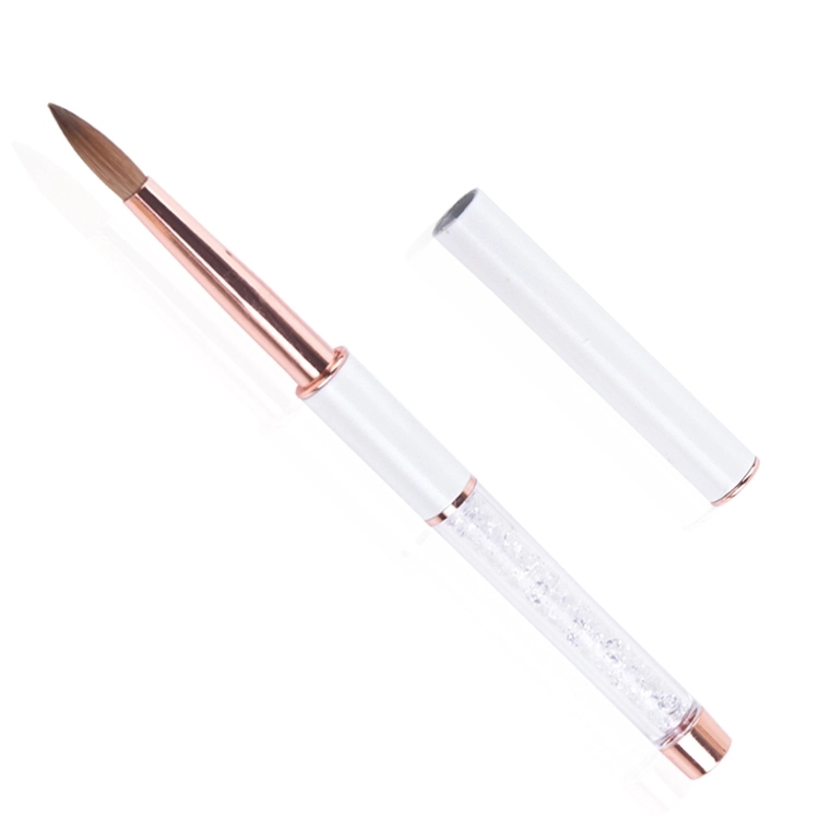 High Quality Custom Logo Rose Gold Copper Parts Germany Nail Brush 100% Pure Kolinsky Hair Acrylic Nail Art Brush