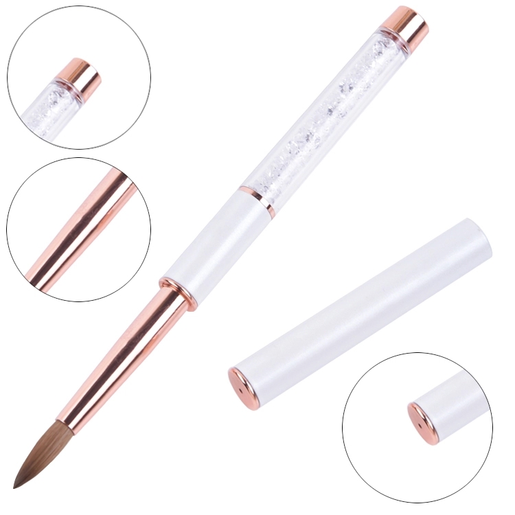High Quality Custom Logo Rose Gold Copper Parts Germany Nail Brush 100% Pure Kolinsky Hair Acrylic Nail Art Brush