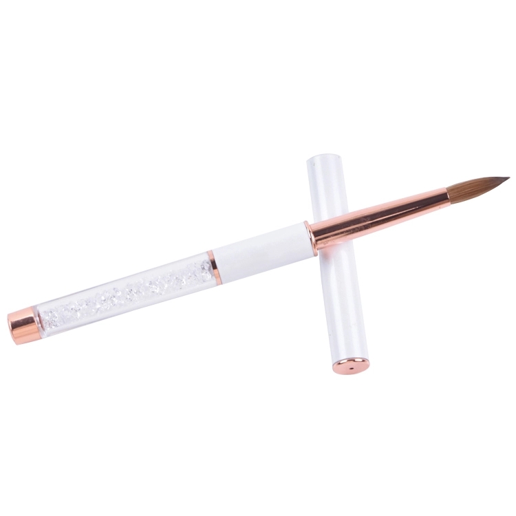 High Quality Custom Logo Rose Gold Copper Parts Germany Nail Brush 100% Pure Kolinsky Hair Acrylic Nail Art Brush