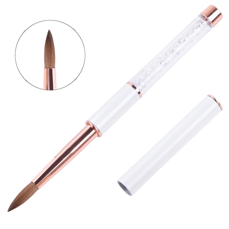 High Quality Custom Logo Rose Gold Copper Parts Germany Nail Brush 100% Pure Kolinsky Hair Acrylic Nail Art Brush