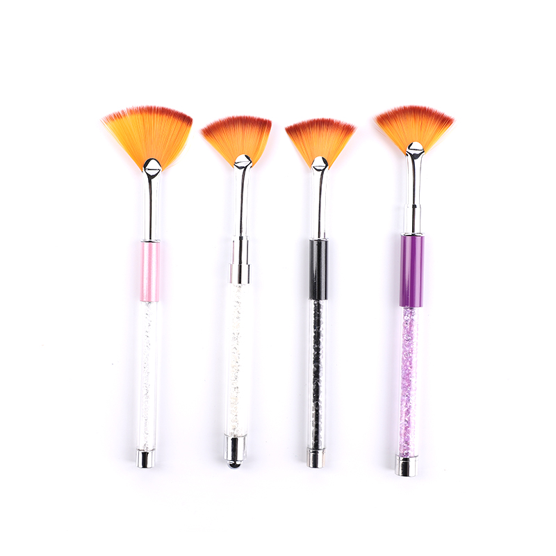 Professional Supplier Provide Rhinestone Handle Nylon Hair Drawing Gradient Tool Fan Nail Brush