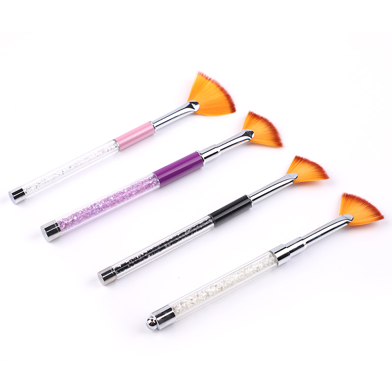 Professional Supplier Provide Rhinestone Handle Nylon Hair Drawing Gradient Tool Fan Nail Brush