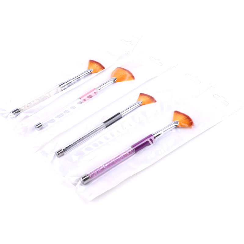 Professional Supplier Provide Rhinestone Handle Nylon Hair Drawing Gradient Tool Fan Nail Brush