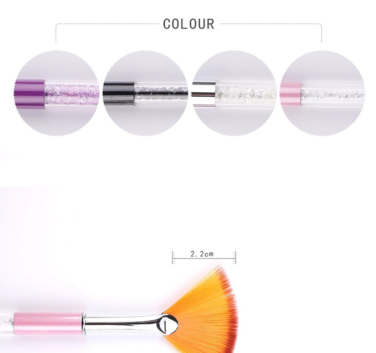 Professional Supplier Provide Rhinestone Handle Nylon Hair Drawing Gradient Tool Fan Nail Brush