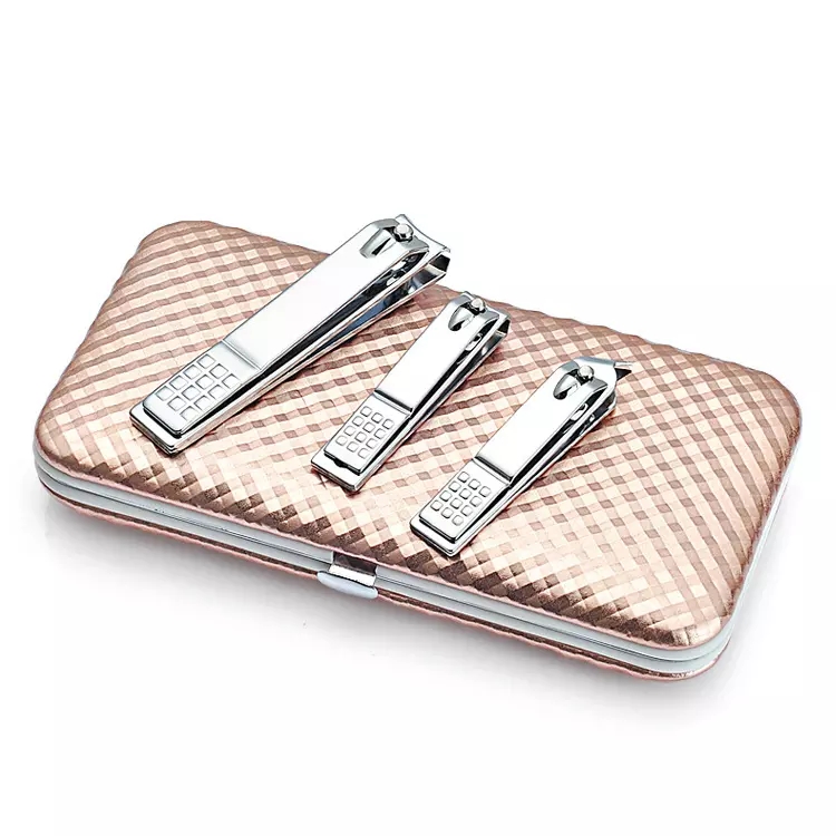 Rose gold Color 12 Pieces Stainless Steel Manicure Set with PU Leather Case
