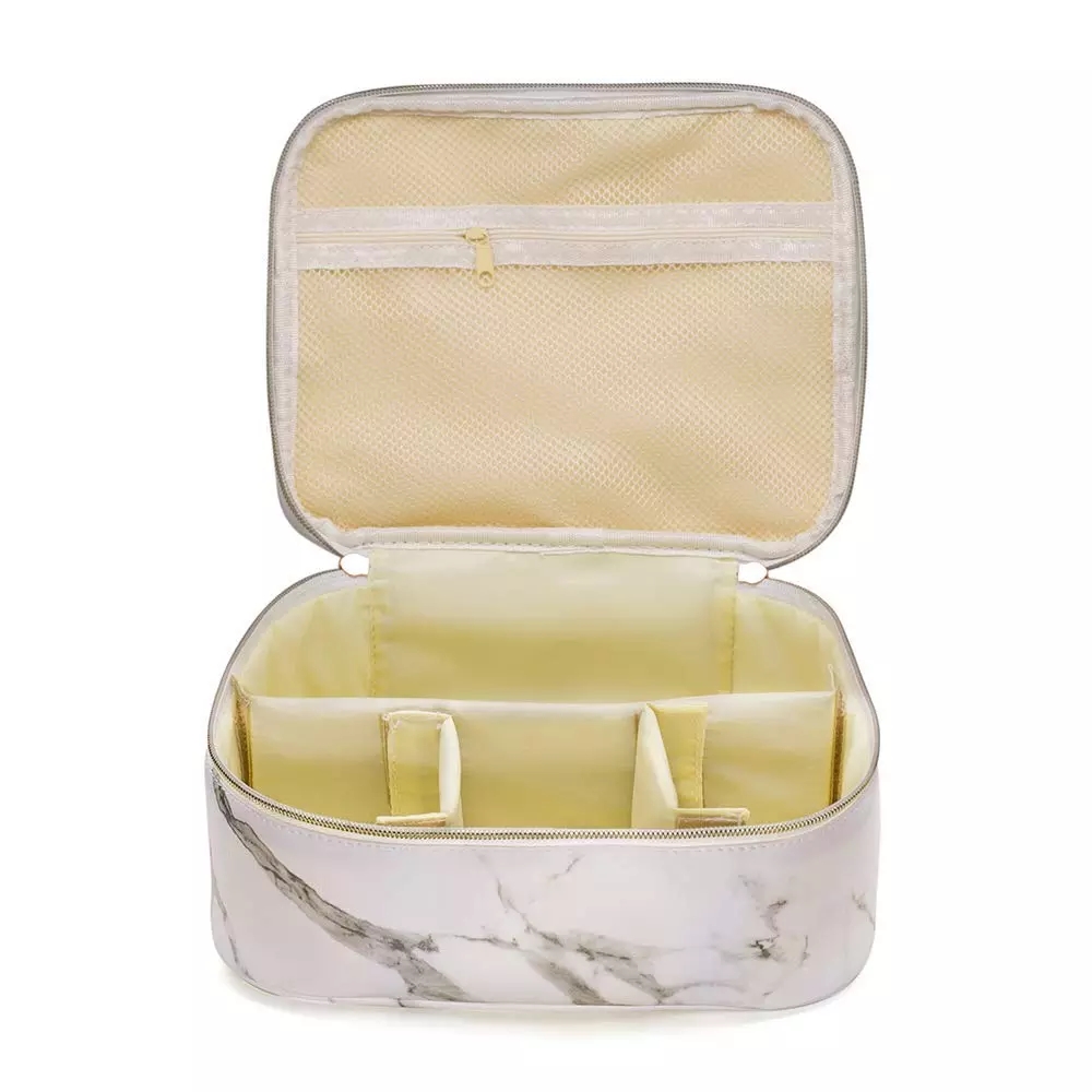 Makeup Bag Organizer Travel Marble Cosmetic Case Portable Large Toiletry Bag with Brush Holder