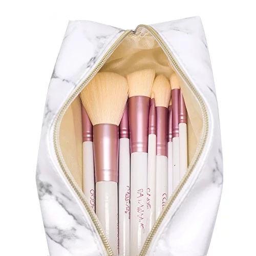 Marble Makeup Bag Organizer Portable Cosmetic Pouch Travel Brush Holder