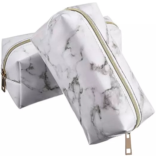 Marble Makeup Bag Organizer Portable Cosmetic Pouch Travel Brush Holder