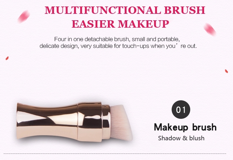 Rose Gold Makeup Brush Separable 4 in 1 mini brush private label custom cosmetic Brush Makeup Set Portable Retractable
