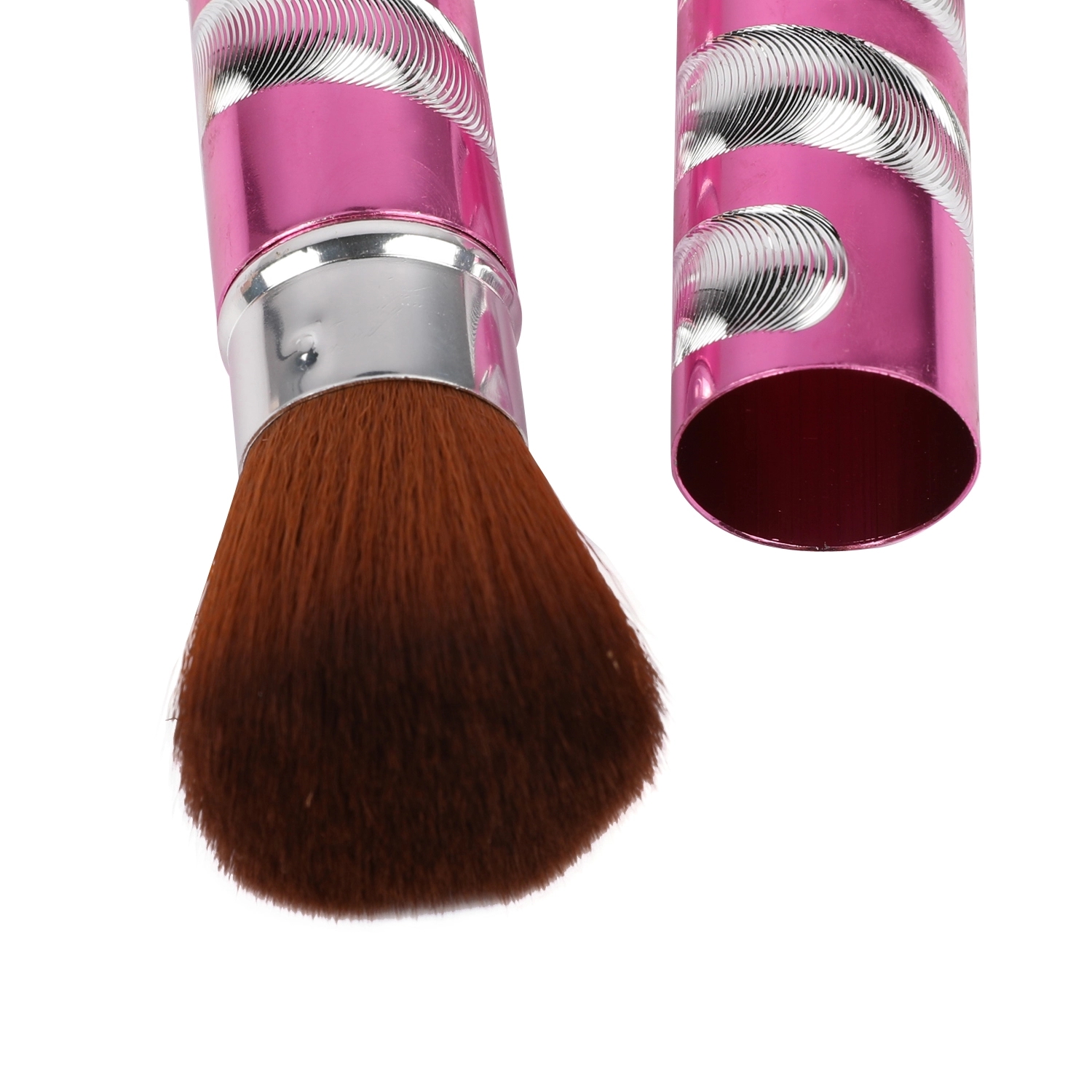 Eco Friendly private label logo plastic Handle Nylon Hair Retractable women kabuki Makeup Brush hot sale