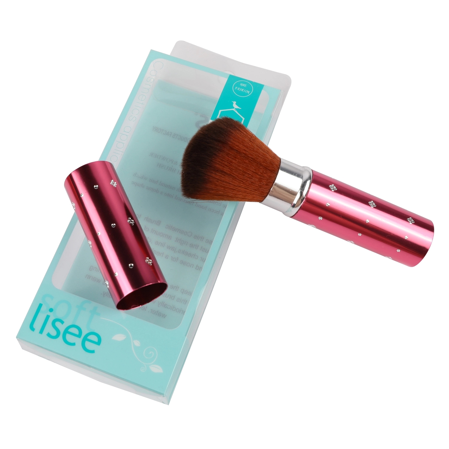 Eco Friendly private label logo plastic Handle Nylon Hair Retractable women kabuki Makeup Brush hot sale