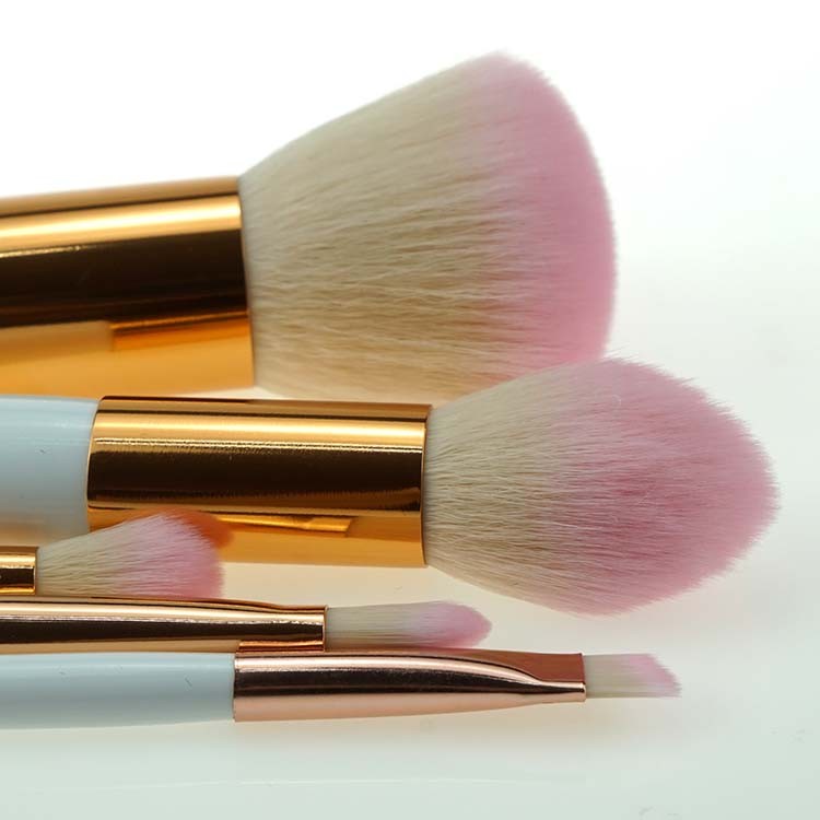 5 Pcs Custom Logo Cute Mini Kabuki Brush Set For Makeup With Bag