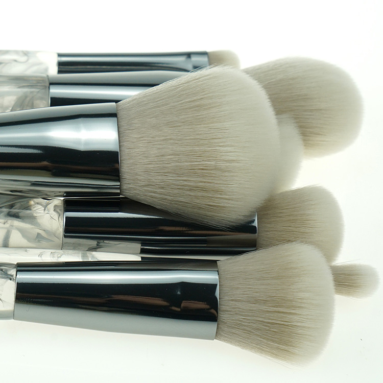 High Quality Acrylic Handle Marble Synthetic Hair Smokey Brushes for Makeup