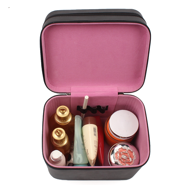 Multi Use Cosmetic Train Case Makeup Toiletry Bag Tote with Handle and Mirror for Travel
