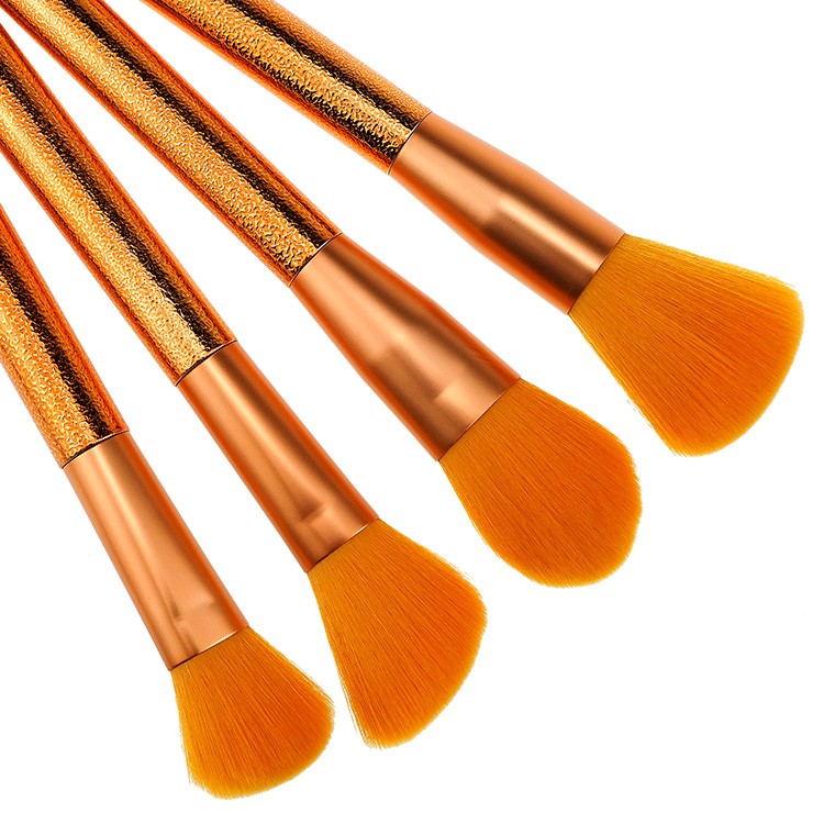 10Pcs Glitter Makeup Brushes Orange Hair Product Label Brushes