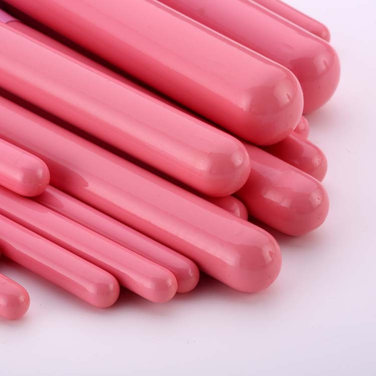 Customs Logo 15pcs Pink Double Color Hair Wood Handle Makeup Brush Set For Girl