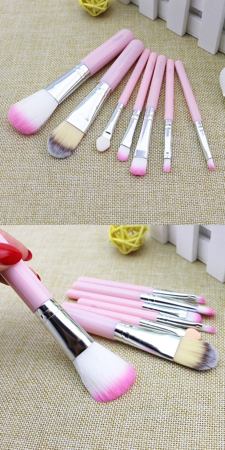 Hot Sale Small Pink Cute 7Pcs Makeup Brush Set For Girl Gift