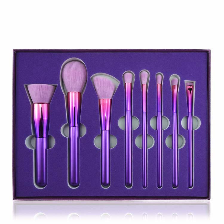 Beauty tools 8pcs girls cute round makeup brushes with roll up makeup bag