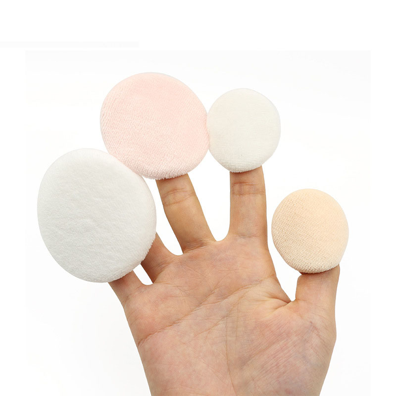cotton Compact powder puff with silk ribbon