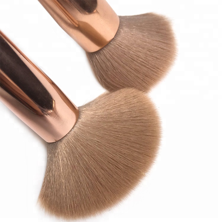 Dual Ended Multi-Function Rose gold Travel Vegan Hair Makeup Brush Set