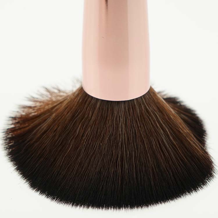 High Quality Nylon Hiar Makeup Brush Rose Golden With Leather Case