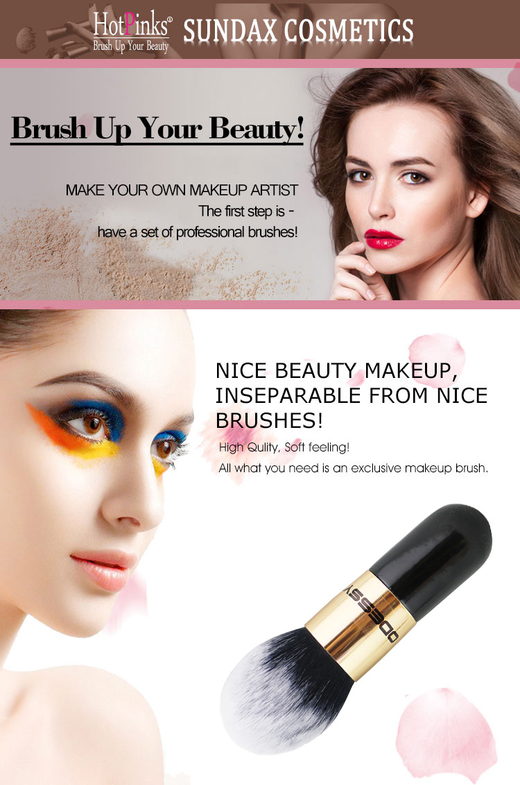 Factory OEM Best Seller Oval Black Stubby Handle Kabuki Powder Cosmetics Makeup Brush