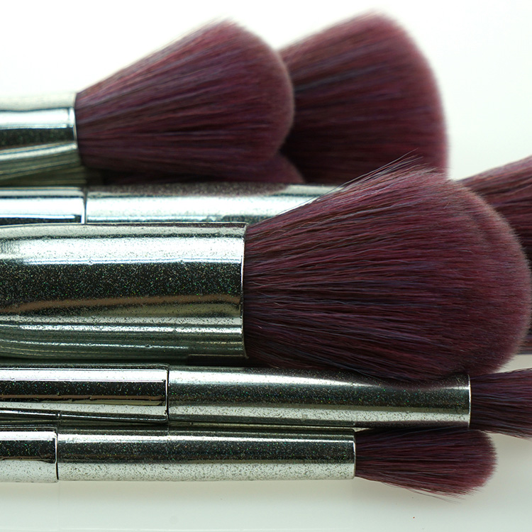 Hot Metallic Look Plastic Handle Glitter Cosmetic Brushes for Makeup