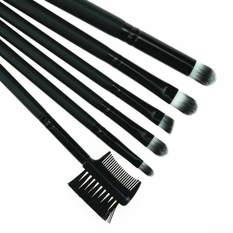 Custom Logo Black Synthetic Hair Aluminum Ferrule Make Up Brushes With PVC Bag