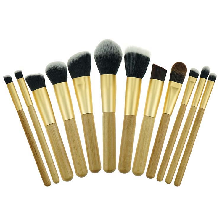 12 Piece Gold Kabuki Makeup Brush Set Makeup Brushes Professional Cosmetic