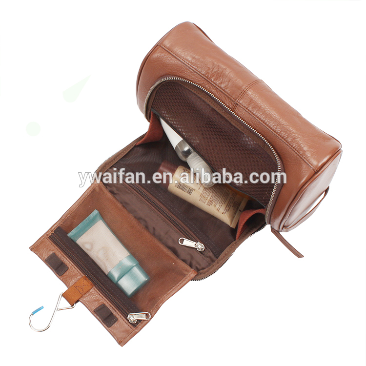 Men Hanging Travel Shaving Dopp Kit Case PU Leather Toiletry Bag