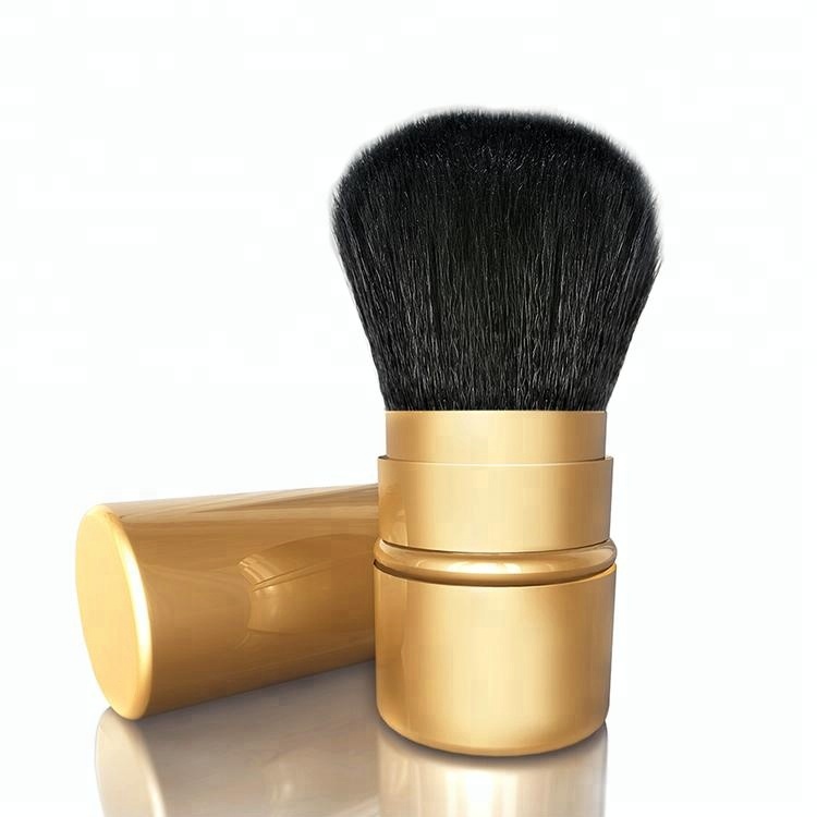Cosmetic Tools Supplier Gold Metal Handle Retractable Makeup Kabuki Powder Brush