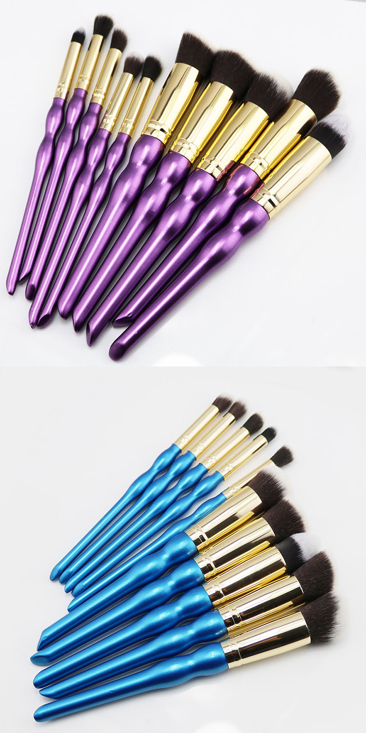 10pcs custom logo gourd shaped wooden synthetic makeup brush sets