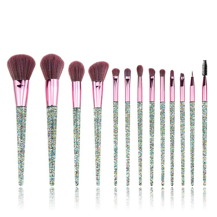 2019 best new design OEM glitter powder brush cosmetics makeup brushes set