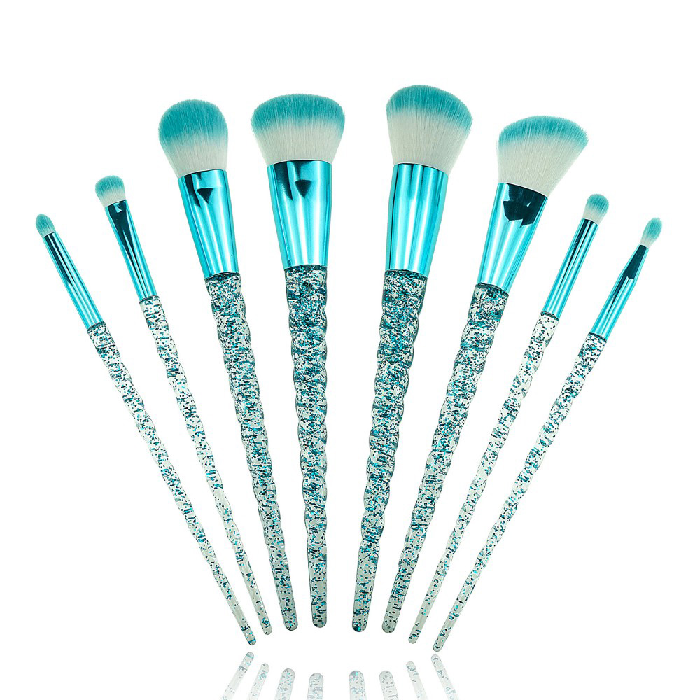8Pcs Luxury Synthetic Makeup Brushes Glitter Blue Smudge Brush Style
