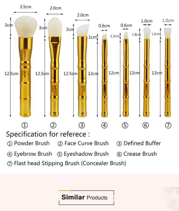 2018 New Bamboo Shape Gold Makeup Brush Face Brush