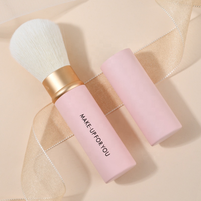 Retractable Kabuki Makeup Brush Goat Hair Like Synthetic Kabuki White Makeup Powder Brush
