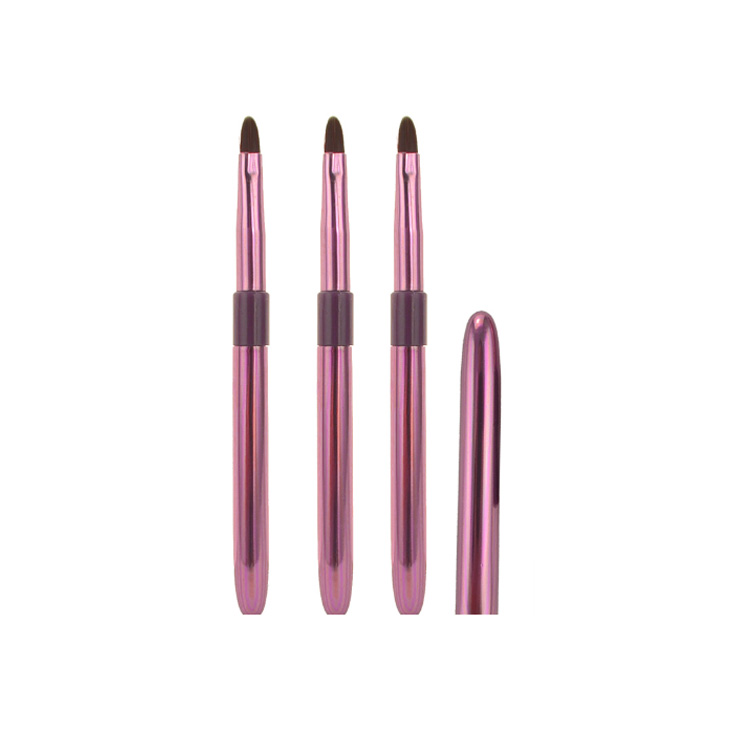 Best selling high quality synthetic hair retractable lip brush with eyeline brush