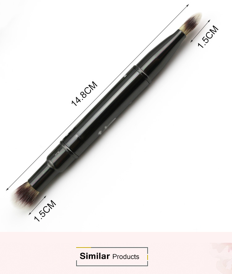 Wholesale metal cosmetics tools eyeshadow double sided makeup brush with cover