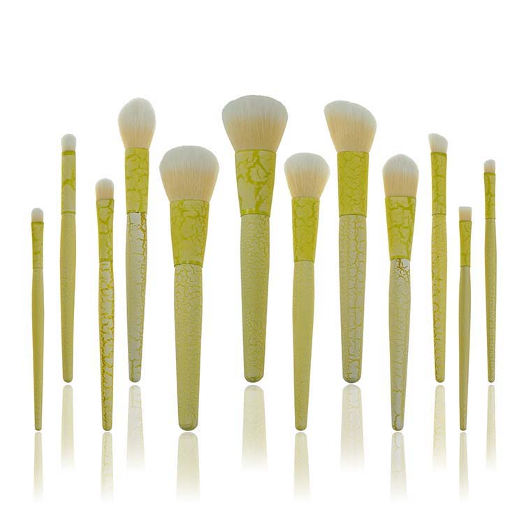 Personalized Lemon Fresh Synthetic Fiber Marble Cosmetic Brush Set Wholesale