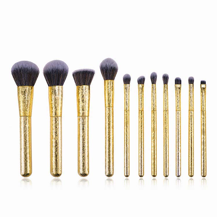 private label gold make up brushes cosmetics set