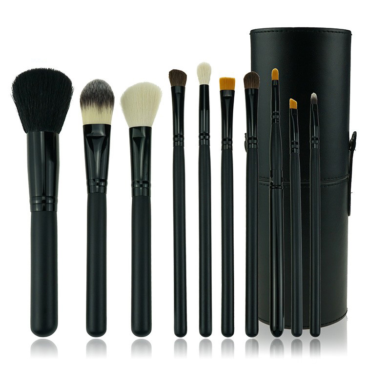 Best quality goat hair black makeup brush cosmetic brushes set with tube