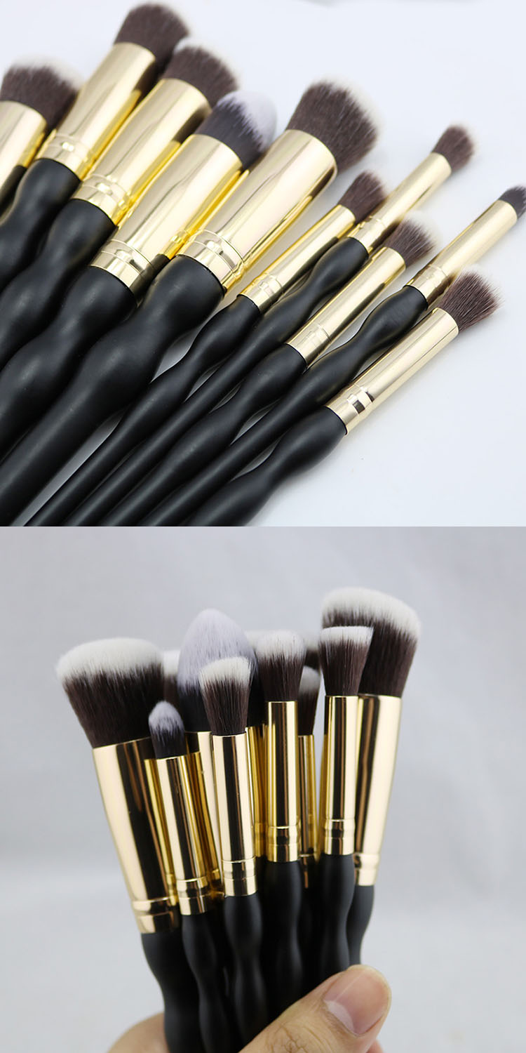 10pcs custom logo gourd shaped wooden synthetic makeup brush sets