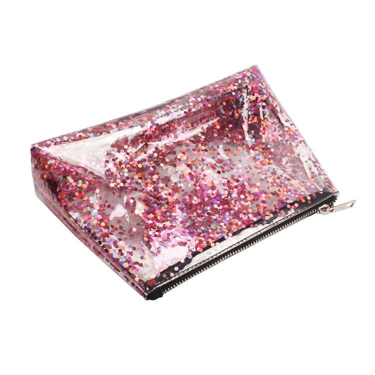 Shiny Crystal Liquid Bag PVC Glitter Cosmetic Bag Quicksand Glitter Bling Pouch