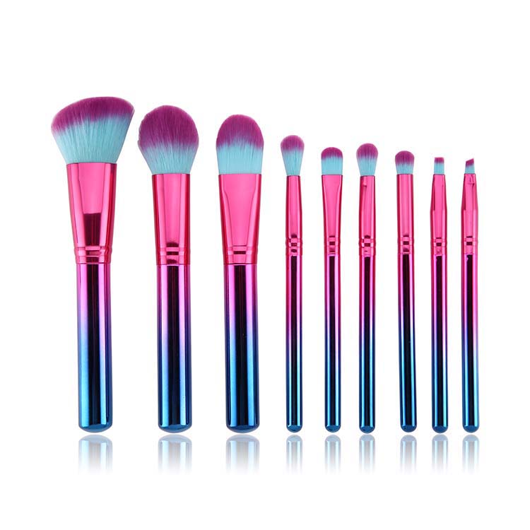 9PCS Essential Face Powder Eye Shadow Eyeliner Foundation Blush Lip Powder Liquid Cream Blending Makeup Brushes