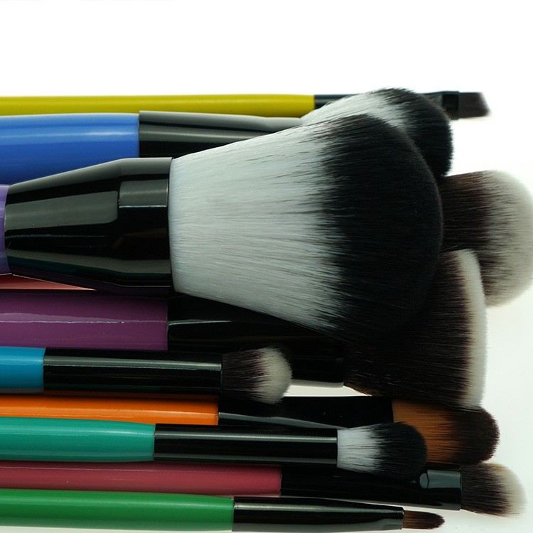 New design colorful 12-colour cosmetic brushes with PU bag