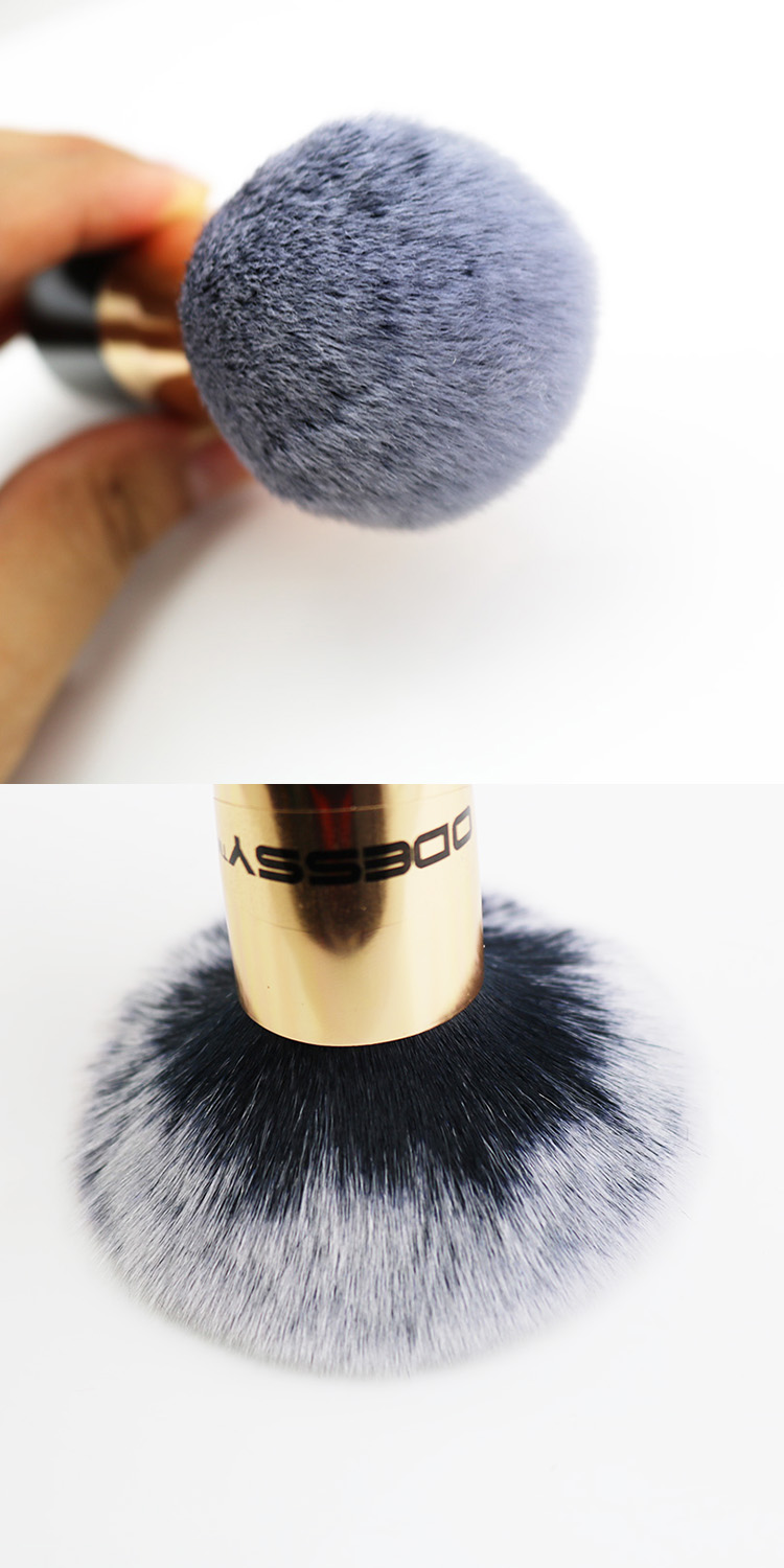 Factory OEM Best Seller Oval Black Stubby Handle Kabuki Powder Cosmetics Makeup Brush