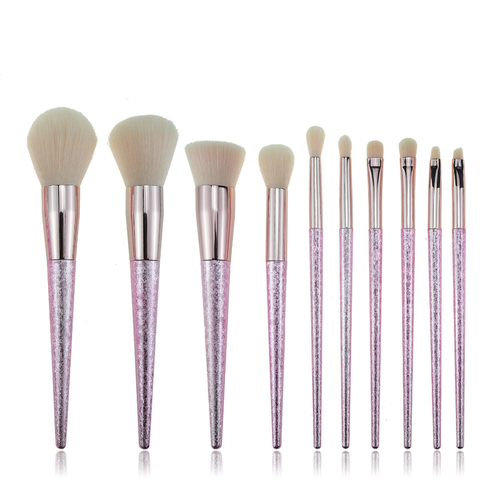 10Pcs Purple Brushes Makeup Pro Product Label Brushes